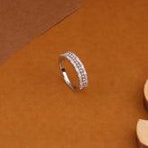 Silver Wedding Diamond simple Band Ring